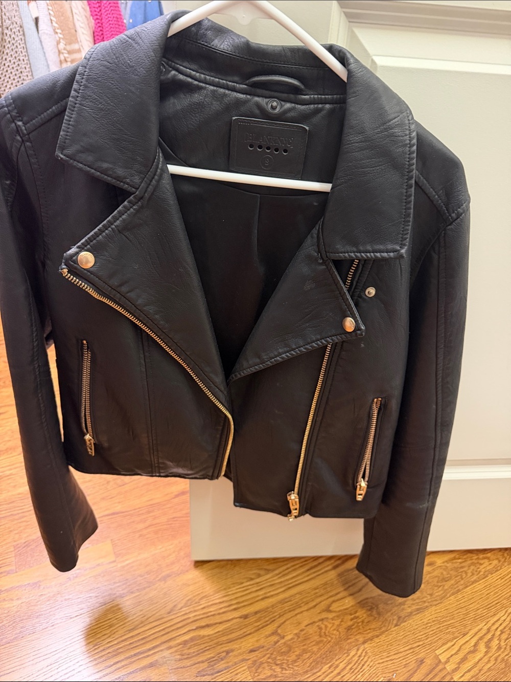 Black Women's Moto Jacket with Gold Hardware - Brand: Blank